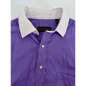 Donald J Trump Signature Collection Mens Dress Shirt Purple White Cuff Size